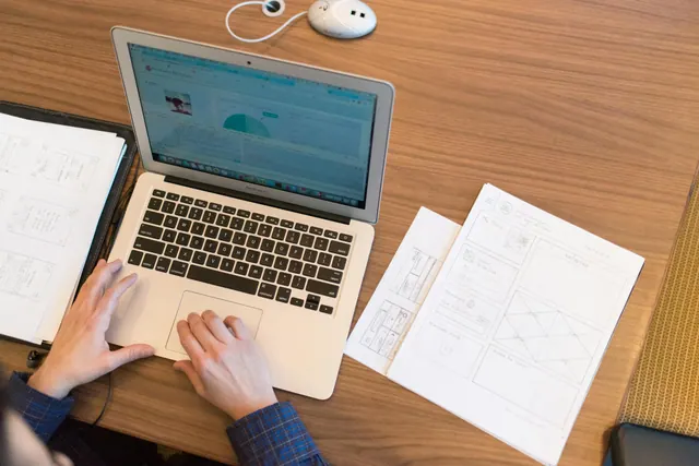 Person working at a laptop