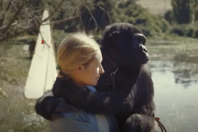 Patterson and Koko together outdoors