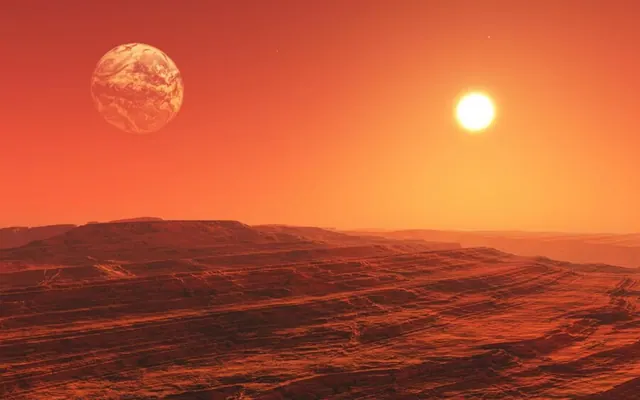 Illustration of an imagined planetary landscape