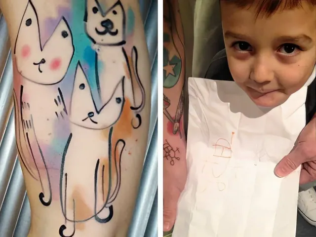 Illustration for “Loving Parents Are Getting Their Children's Artwork Tattooed on Them (And it's Absolutely Adorable)”
