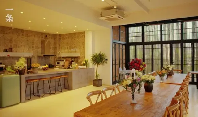 Shared kitchen and dining area