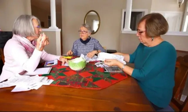 Three women eating at a table