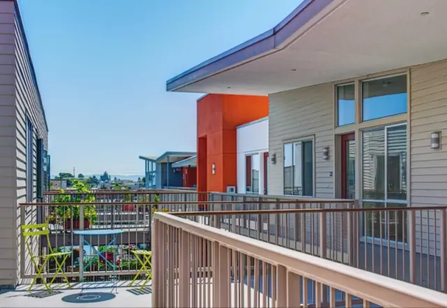 Balcony and windows of a housing community