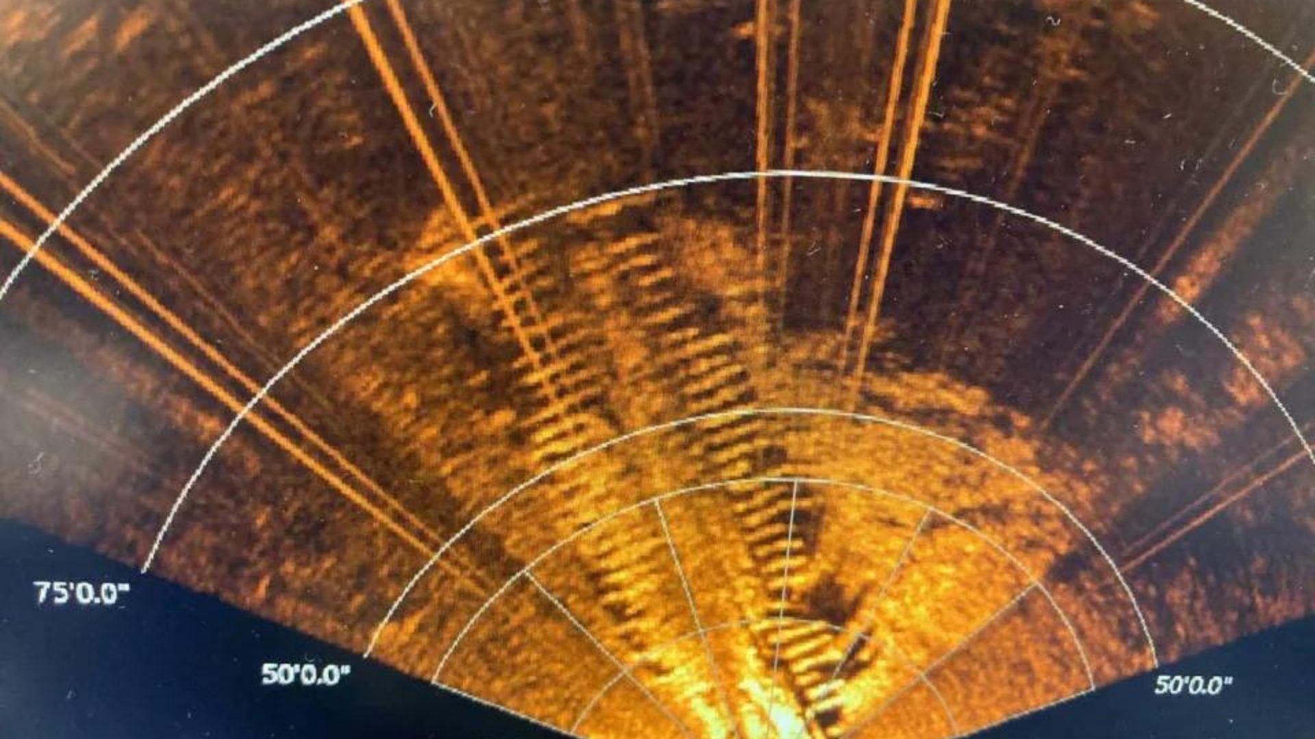Sonar image of the Green Island wreck credited to Wisconsin DNR.