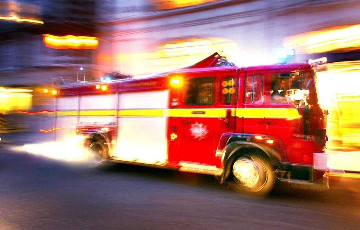 Fire truck races to an emergency